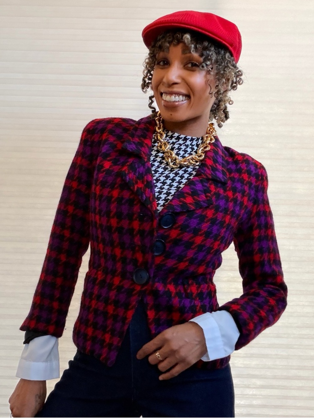 Vintage Albert Nipon Houndstooth Blazer